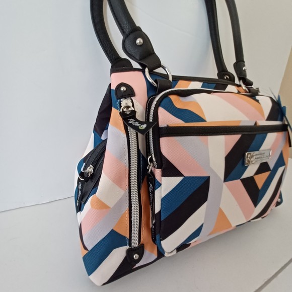 Lily Bloom Satchel Bag Purse Shoulder Large Geometric Womens NWT - Picture 5 of 10